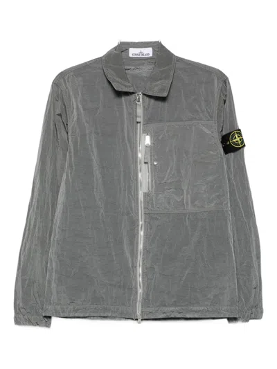 Stone Island Zip-fastening Patch-pocket Shirt Jacket In Gray