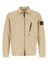 Stone Island Stretch Cotton Jacket With Collar And Pocket In Neutral