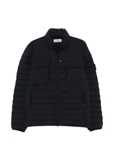 Stone Island Zip-fastening Quilted Jacket In Blue