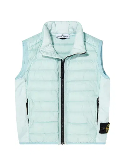 Stone Island Zip-fastening Quilted Sleeveless Gilet In Blue