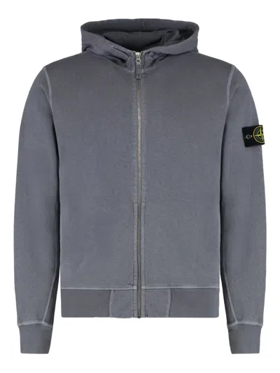Stone Island Zip-front Hoodie In Blue