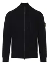 Stone Island Zip-front Logo-patch Cardigan In Blue