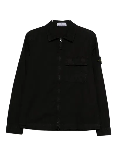Stone Island Zip Front Long Sleeves In Black