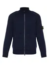 Stone Island Zip-front Patch-pocket Wool Sweater In Blue