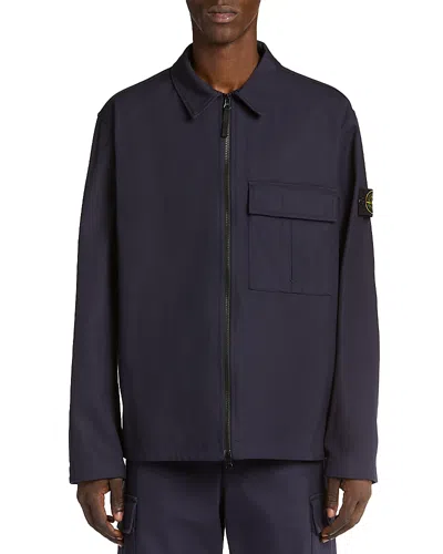 Stone Island Zip Front Shirt Jacket In Black