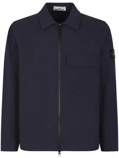 STONE ISLAND ZIP FRONT SHIRT WITH TEXTURED FINISH