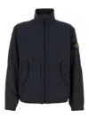 Stone Island Stretch Polyester Jacket Elastic Cuffs High Collar In Blue