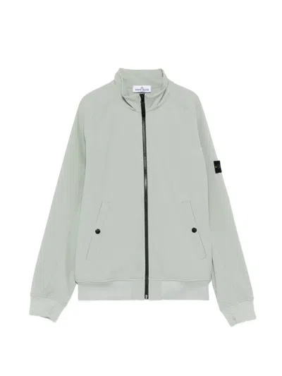 Stone Island Kids' Zip Logo Detail Jacket In Green