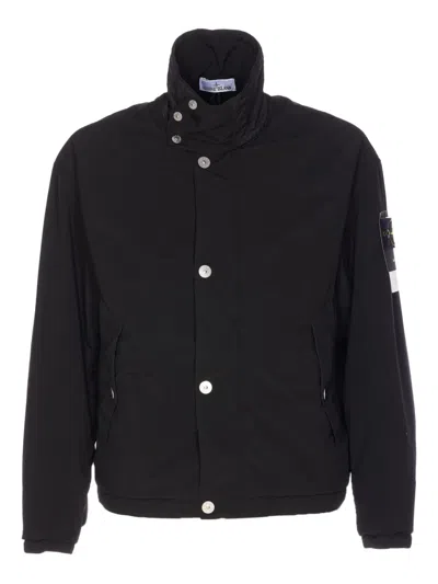 Stone Island Zip Logo-patch Jacket In Black