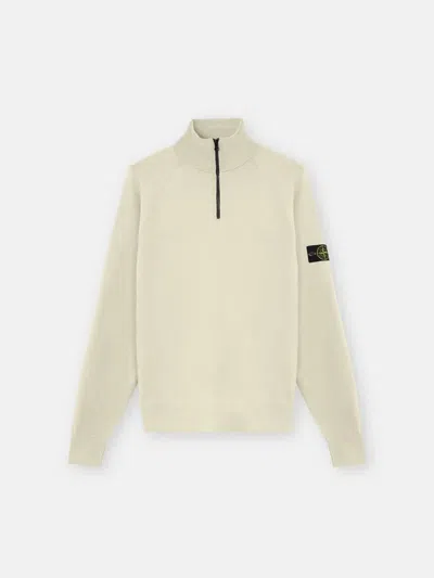 Stone Island Zip Mock-neck Sweatshirt In Nude