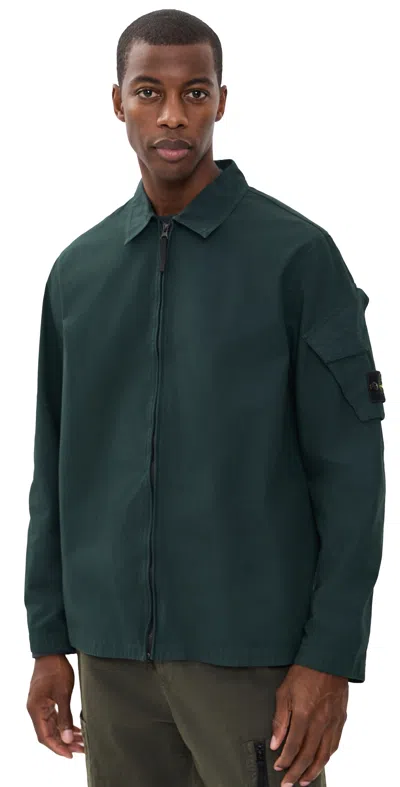 Stone Island Zip Overshirt Dark Green