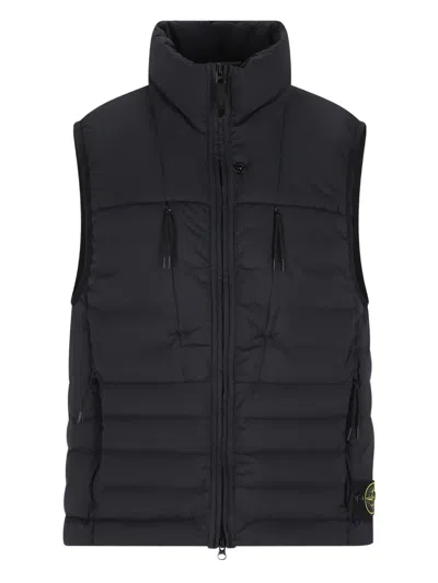 Stone Island Padded Gilet With Zip In Blue