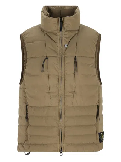 Stone Island Lightweight Padded Gilet With Zip Closure In Green