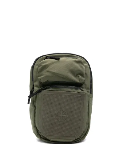 Stone Island Zip Patch Backpack In Green