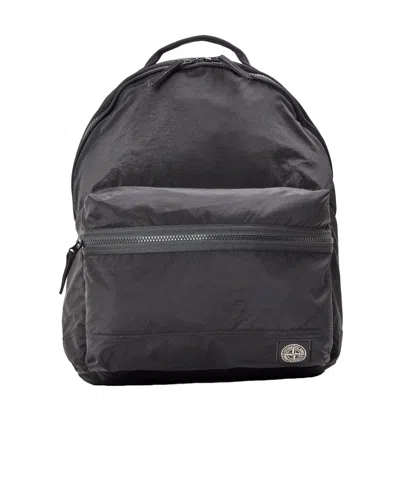 Stone Island Zip Pocket Backpack In Gray
