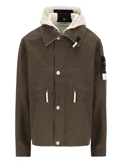 Pre-owned Stone Island Zip-pocket Hooded Jacket In Green
