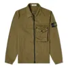 Stone Island Zip Pocket Overshirt 'olive Green' In Multi
