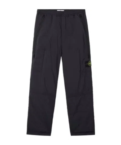 Stone Island Loose-fit Joggers With Zip Pockets And Padding In Black
