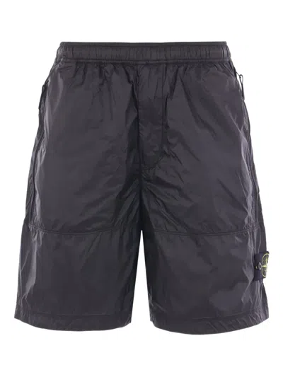 Stone Island Zip-pockets Shorts In Black