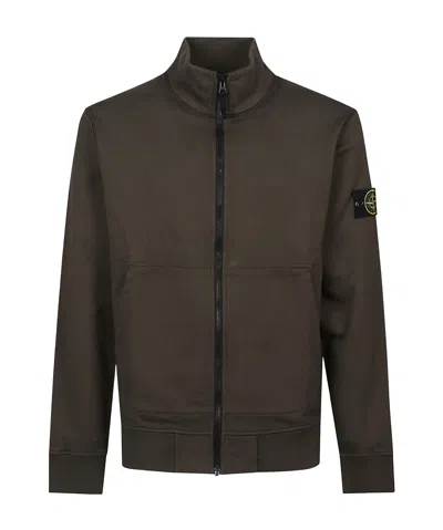 Stone Island Zip Sweater In Green