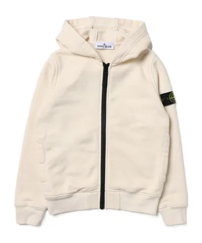 Stone Island Zip Sweater In Nude
