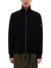 Stone Island Overshirt In Cotone In Black