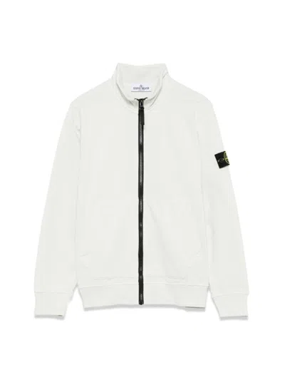 Stone Island Zip Sweatshirt. In White