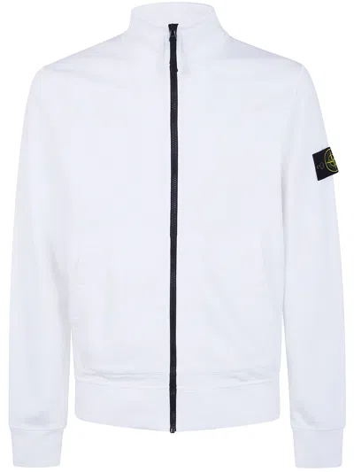 Stone Island Zip Up Cardigan In White