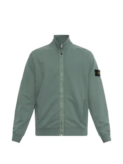 Stone Island Zip Up Cardigan In Green