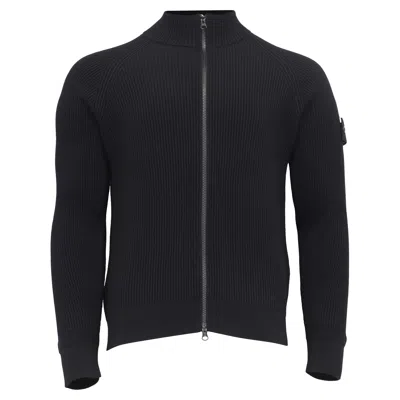 Stone Island Zip-up Cardigan In Black Wool
