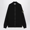 Stone Island Black Zip-up Cardigan In Wool Blend In Black