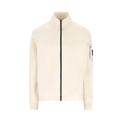 Pre-owned Stone Island Zip Up Cardigan 'ivory' | Cream | Men's Size M In White