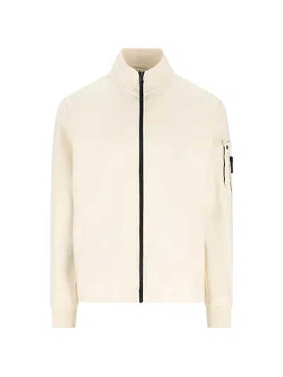 Stone Island Zip Up Cardigan In Neutral