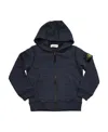 Stone Island Zip-up Cotton Hoodie In Blue