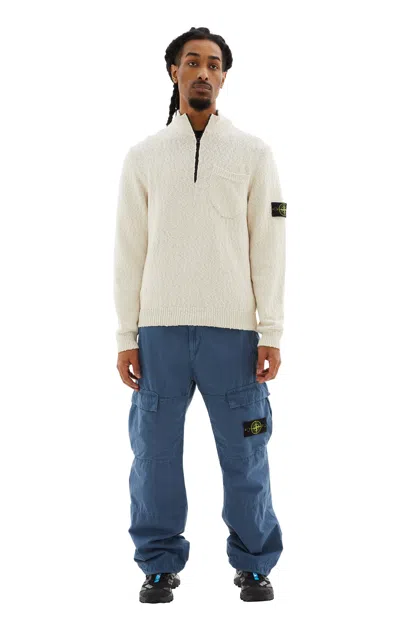 Stone Island Zip-up Cotton Linen Dyed Sweater In Natural Beige