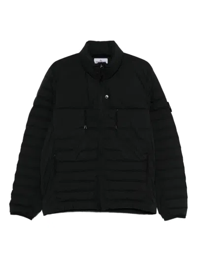 Stone Island Zip-up Down Jacket In Black