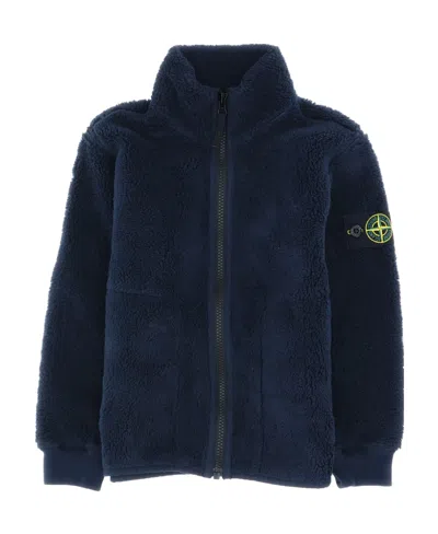 Stone Island Zip-up Fleece Jacket In Blue
