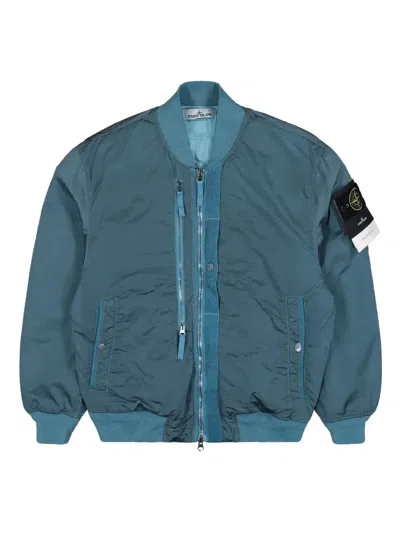 Stone Island Zip-up Front-pocket Bomber Jacket In Blue