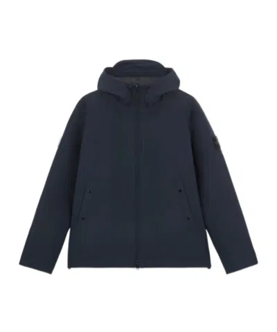 Stone Island Zip-up Hooded Jacket In Navy Blue