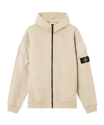 Stone Island Zip-up Hooded Sweatshirt In Neutral
