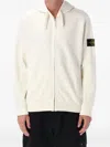 Stone Island Brushed Organic Cotton Zip-up Hoodie In Neutral