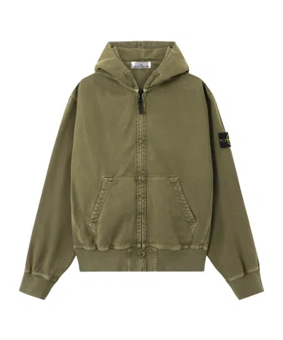 Stone Island Zip-up Hoodie In Green