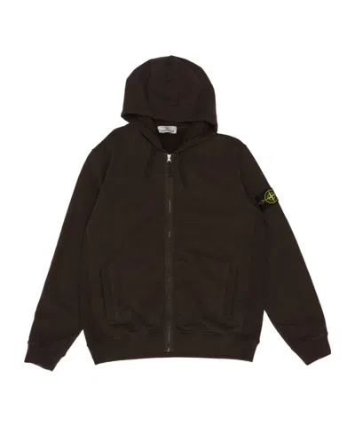 Stone Island Zip-up Hoodie In Brown