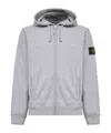 Stone Island Brushed Organic Cotton Fleece Garment Dyed Hoodie Sweater Clothing In Gray