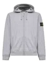 Stone Island Brushed Organic Cotton Fleece Garment Dyed Hoodie Sweater Clothing In Gray
