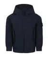 Stone Island Zipped Hooded Jacket In Blue