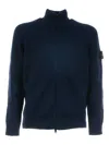Stone Island Long-sleeved Knitted Cardigan In Blue