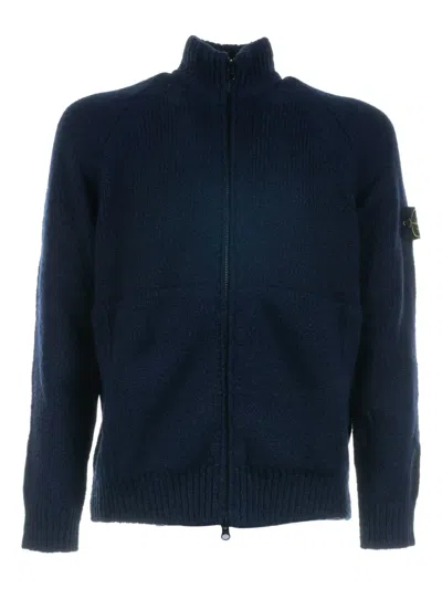 STONE ISLAND ZIP-UP MOCK-NECK SWEATER