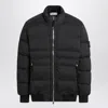 Stone Island Puffy Jacket With High Collar And Ribbed Detailing In Black