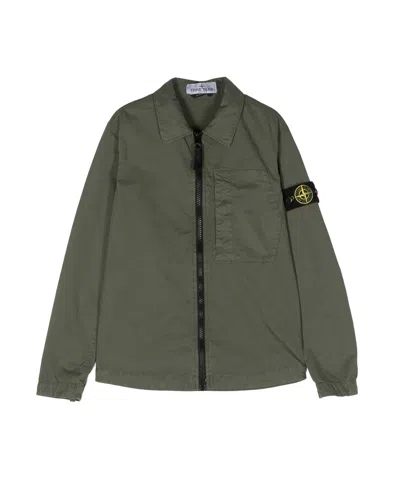 Stone Island Zip-up Shirt Jacket In Green